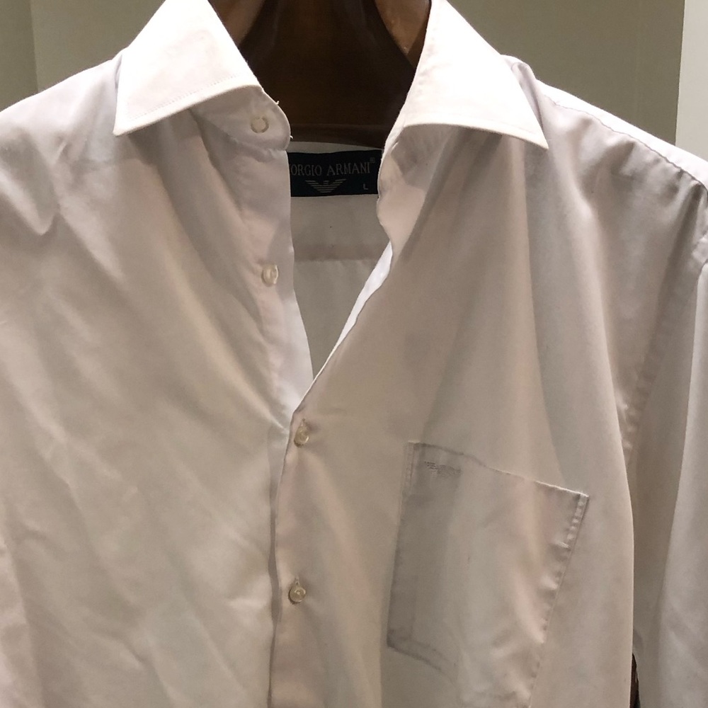 Giorgio Armani White Men's Dress Shirt with Spread Collar
